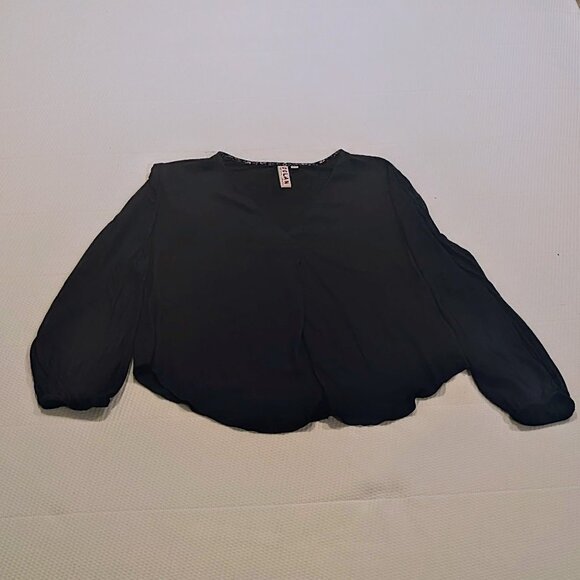 Anthropologie Dolan Left Coast Collection Black Long Puff Sleeve Top, Size L - Picture 4 of 6